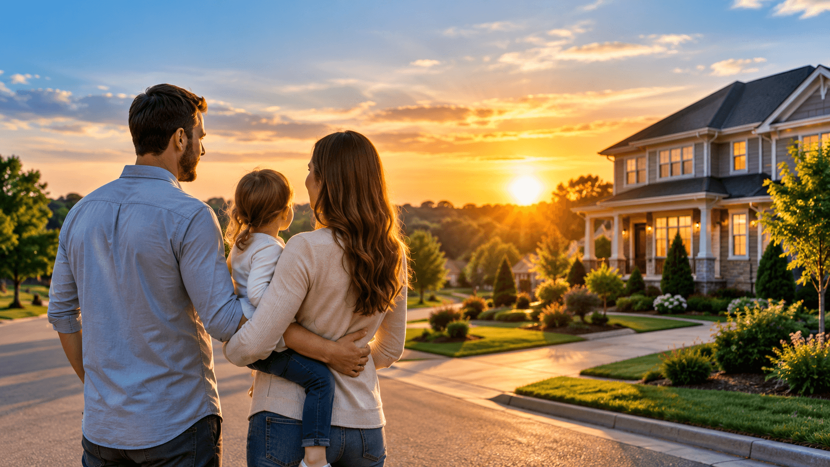 Family looking at their future home in Upstate South Carolina
