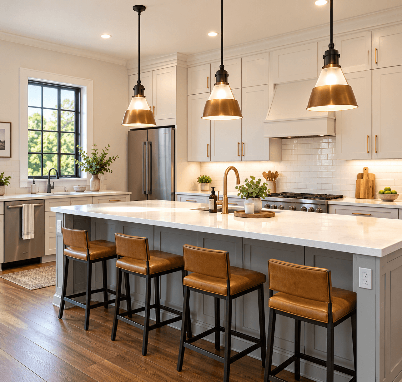 Modern kitchen with large island in an Upstate South Carolina home