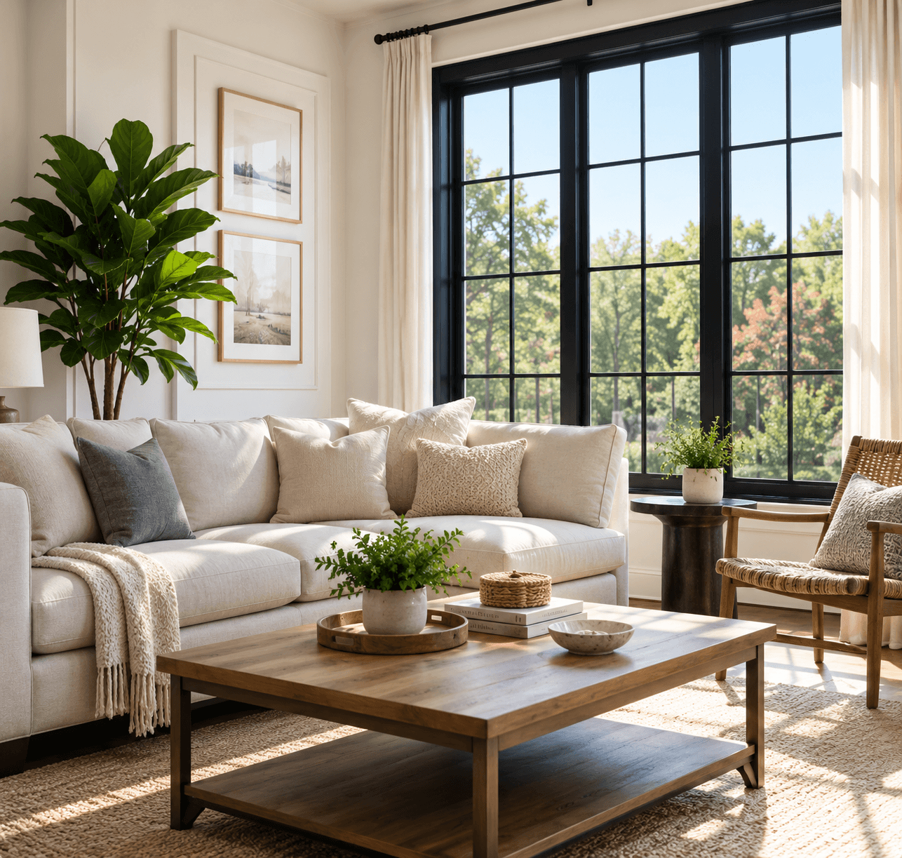 Bright modern living room in an Upstate South Carolina home